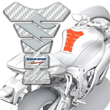 Suzuki Tank Pad Motorbike Model with White Carbon Design 