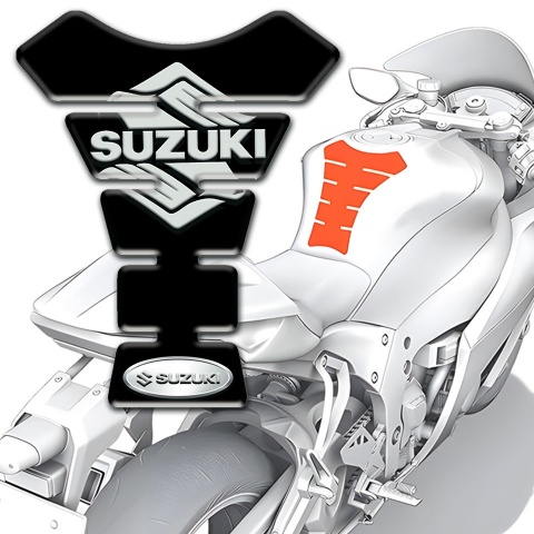Suzuki Tank Guard Pads Black Base and New Logo Style 