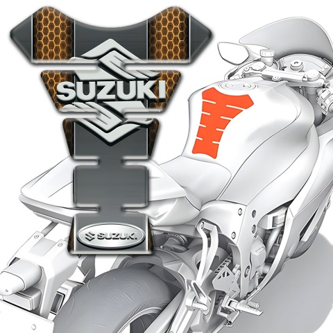 Suzuki Tank ProtectorGray with Honeycomb Motive Design New logo Style 