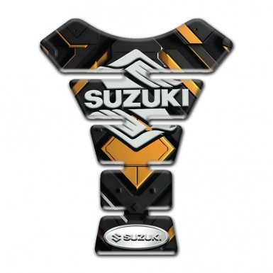 Suzuki  Tank Guard Pads Black Base with Gentral Yellow Rhombus Design 