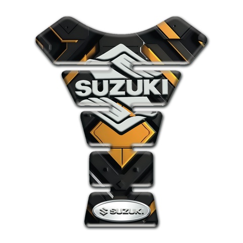 Suzuki  Tank Guard Pads Black Base with Gentral Yellow Rhombus Design 