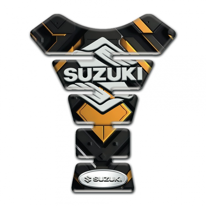Suzuki  Tank Guard Pads Black Base with Gentral Yellow Rhombus Design 