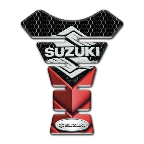 Suzuki Tank Pad Motorbike Black red Decoration New logo style 