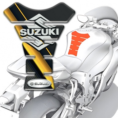 Suzuki Tank Guard Pads Diagonal Yellow Tape Design Stylish Logo 