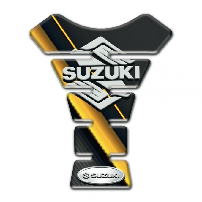 Suzuki Tank Guard Pads Diagonal Yellow Tape Design Stylish Logo 