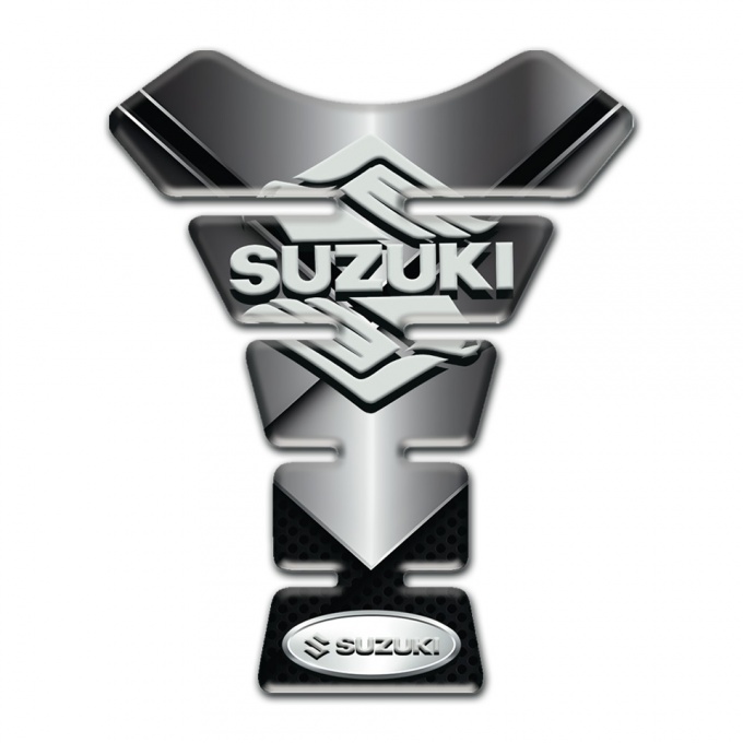 Suzuki Tank Pad Protector Chromed Base Stylish Logo Design 
