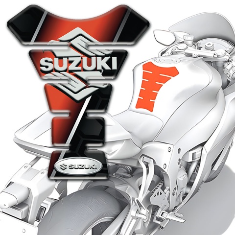 Suzuki Tank Guard Pads Black base with Red Band Design 