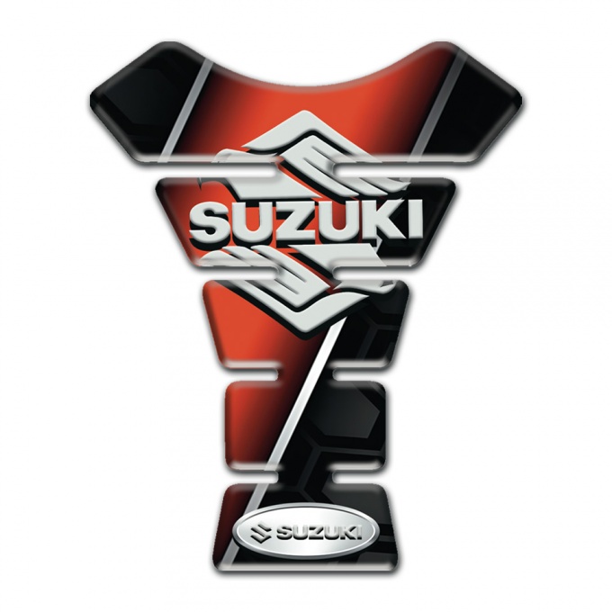 Suzuki Tank Guard Pads Black base with Red Band Design 