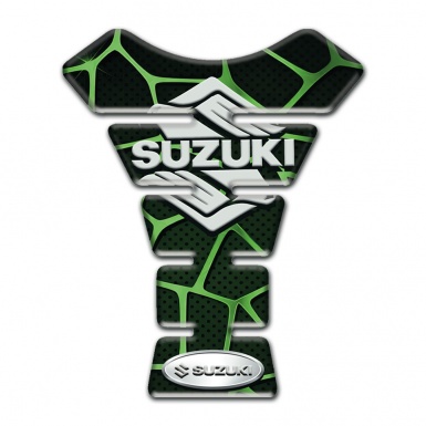 Suzuki Tank Pad Protector Black with Green Patterns and Stylish Logo 