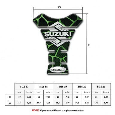 Suzuki Tank Pad Protector Black with Green Patterns and Stylish Logo 