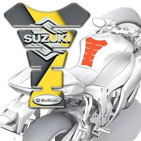Suzuki Tank Pad Motorbike Yellow Gray Model with Stylish Logo 
