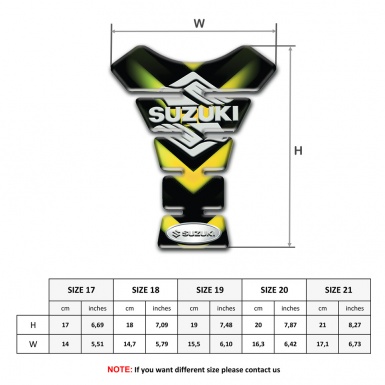 Suzuki Tank Pad Protector Green Yelloow Lights Design Classic Logo 