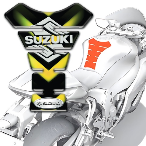 Suzuki Tank Pad Protector Green Yelloow Lights Design Classic Logo 