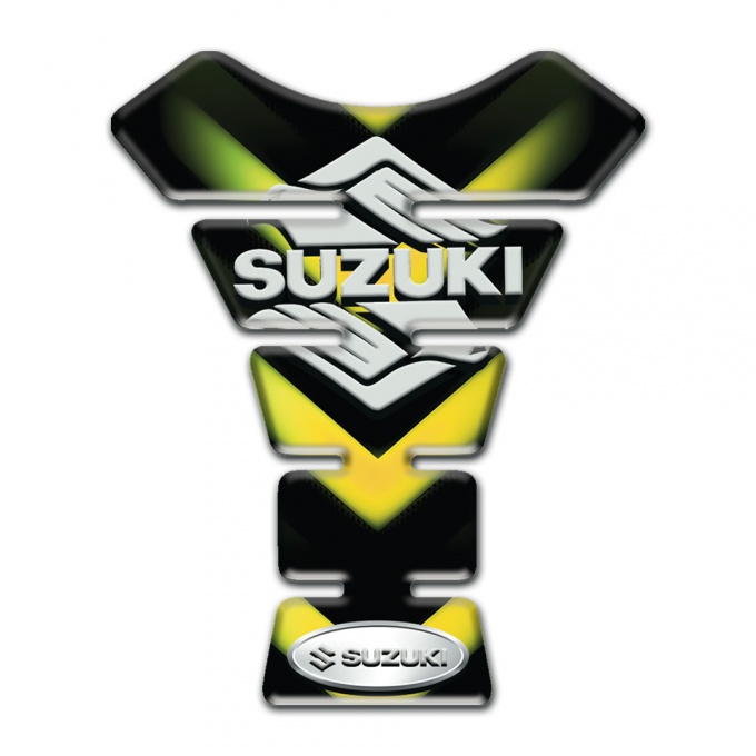 Suzuki Tank Pad Protector Green Yelloow Lights Design Classic Logo 