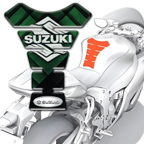 Suzuki Tank Guard Pads Dark Green Parts Base Style Classic Logo 