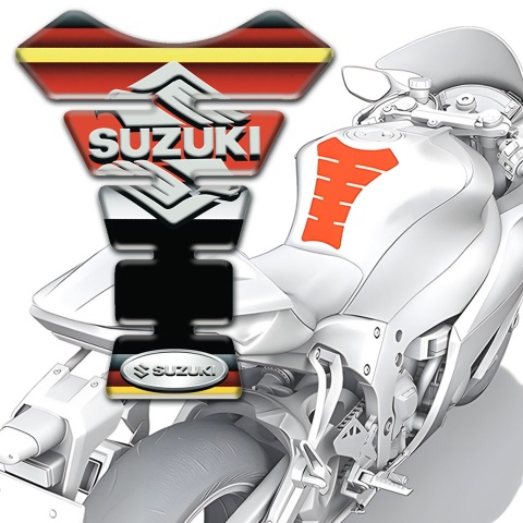 Suzuki Tank Pad Motorbike Classic Logo with Multicolored Base 