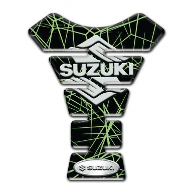 Suzuki Tank Pad Motorbike Green Spider Web Design Classic Logo Style 