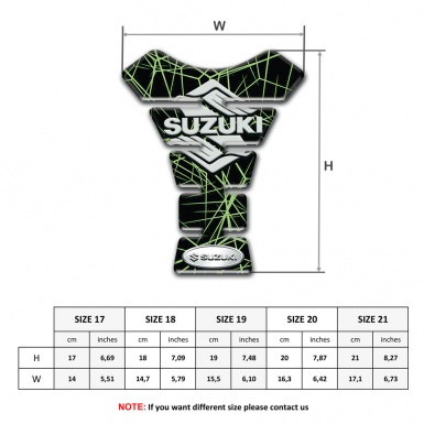 Suzuki Tank Pad Motorbike Green Spider Web Design Classic Logo Style 