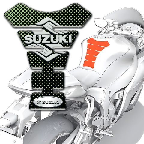 Suzuki Tank Protector Green Dots Design Classic Logo 
