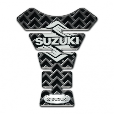 Suzuki Tank Pad Protector Gray Grid Base Stylish Logo 