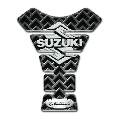 Suzuki Tank Pad Protector Gray Grid Base Stylish Logo 