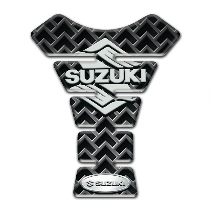 Suzuki Tank Pad Protector Gray Grid Base Stylish Logo 