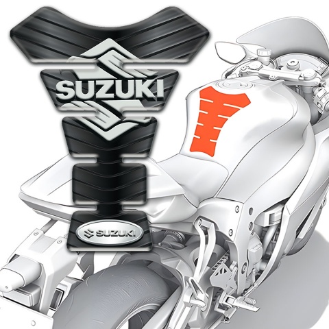 Suzuki Tank Pad Motorbike Rubber Effect Model with Classic Logo 