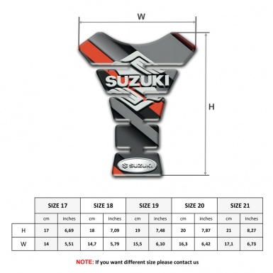 Suzuki Tank Pad Protector Gray Orange Diagonal Patterns and Classic Logo Design 