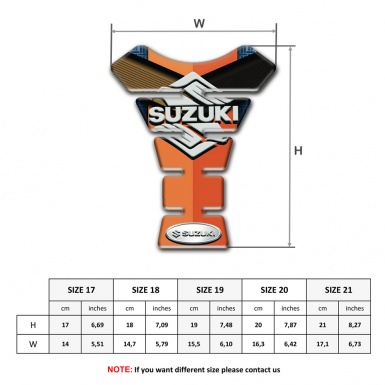 Suzuki Tank Pad Motorbike Orange Brown Motive and Classic Logo 