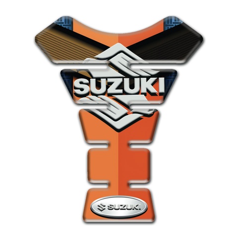 Suzuki Tank Pad Motorbike Orange Brown Motive and Classic Logo 