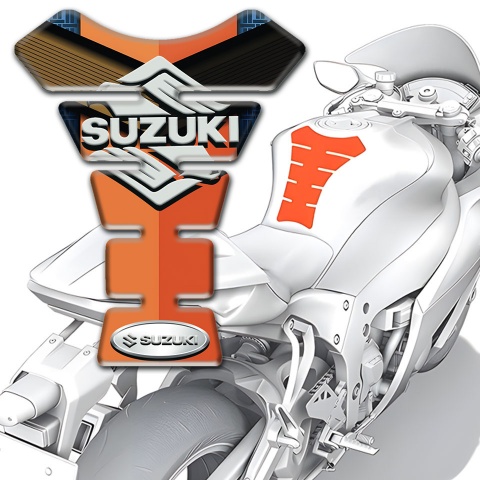 Suzuki Tank Pad Motorbike Orange Brown Motive and Classic Logo 