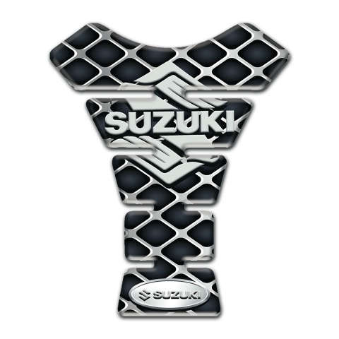 Suzuki Tank Pad Motorbike Steel Mesh Base Effect Stylish Logo Design 