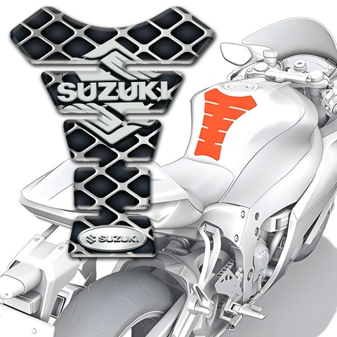 Suzuki Tank Pad Motorbike Steel Mesh Base Effect Stylish Logo Design 