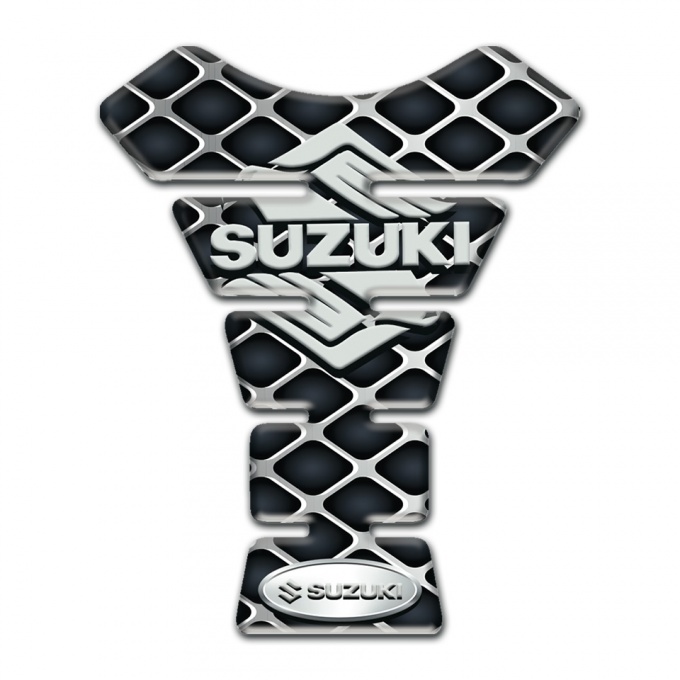 Suzuki Tank Pad Motorbike Steel Mesh Base Effect Stylish Logo Design 