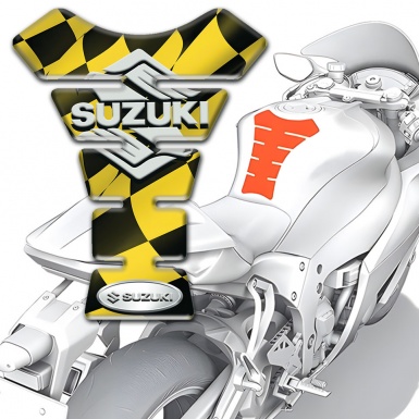 Suzuki Tank Fuse Black Yellow Squares Base Classic Logo 