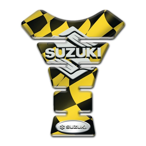 Suzuki Tank Fuse Black Yellow Squares Base Classic Logo 
