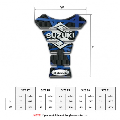Suzuki Tank Pad Motorbike Black base with Blue Lines Style and Classic Logo 