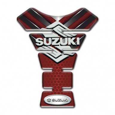 Suzuki Tank Pad Motorbike Red with Nikel Details Base Classic Logo Style 
