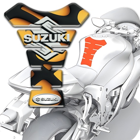 Suzuki Tank Pad Protector Yellow Black mPrin with Classic Logo 