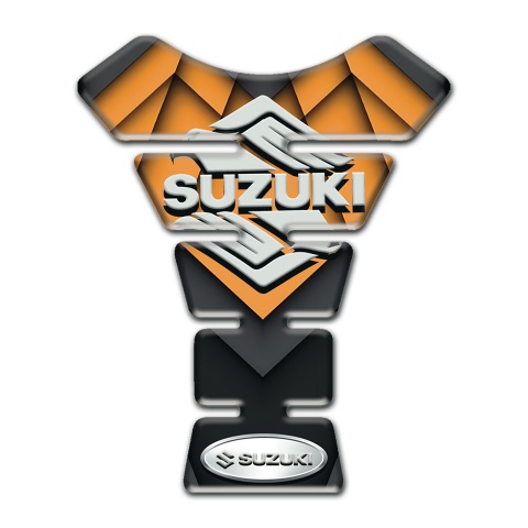 Suzuki Tank Pad Motorbike Orange Motive Details Base Stylish Logo 