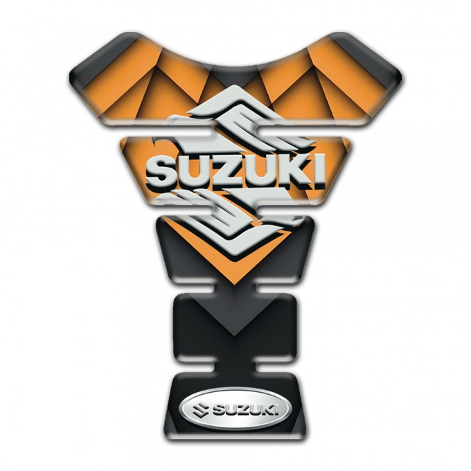 Suzuki Tank Pad Motorbike Orange Motive Details Base Stylish Logo 