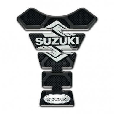 Suzuki Tank Pad Motorbike Black with Gray Patterns Base Stylish Logo Design 