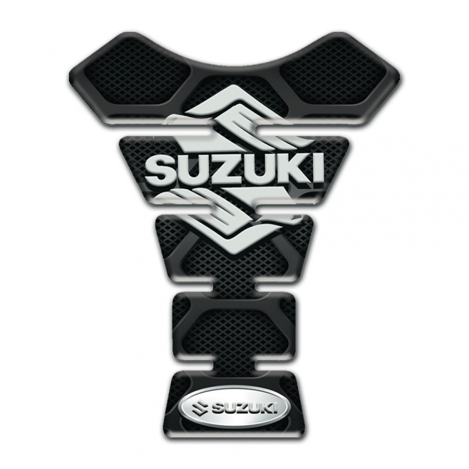Suzuki Tank Pad Motorbike Black with Gray Patterns Base Stylish Logo Design 