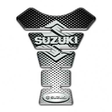 Suzuki Tank Guard Pads Silver Black Base Classic Logo 