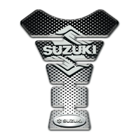 Suzuki Tank Guard Pads Silver Black Base Classic Logo 