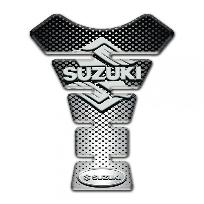 Suzuki Tank Guard Pads Silver Black Base Classic Logo 