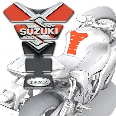 Suzuki Tank Pad Motorbike Orange Gray Style Classic Logo 