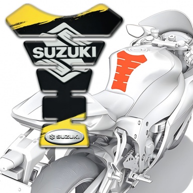 Suzuki Tank Guard Pads Black Yellow Version with Stylish Logo 