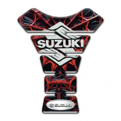 Suzuki Tank Protector Red Spider Web Style with Classic Logo 