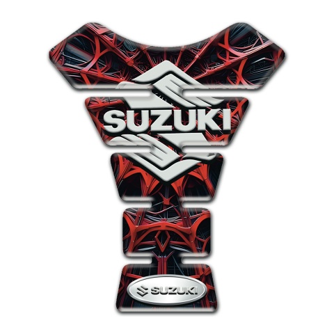 Suzuki Tank Protector Red Spider Web Style with Classic Logo 